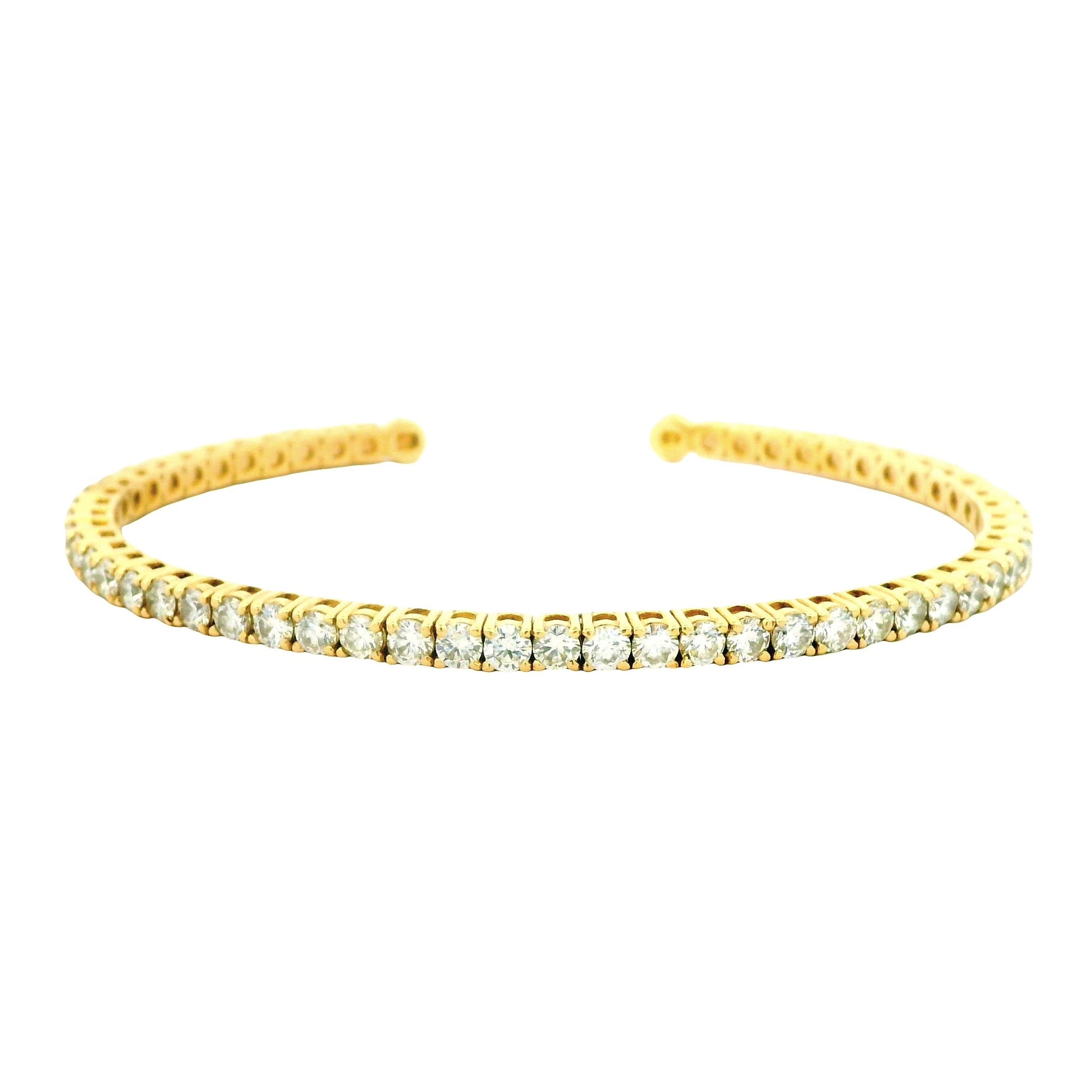 14k Yellow Gold 5.20ctw Round Brilliant Diamond Open Cuff Bangle Bracelet — photo 10 of 10