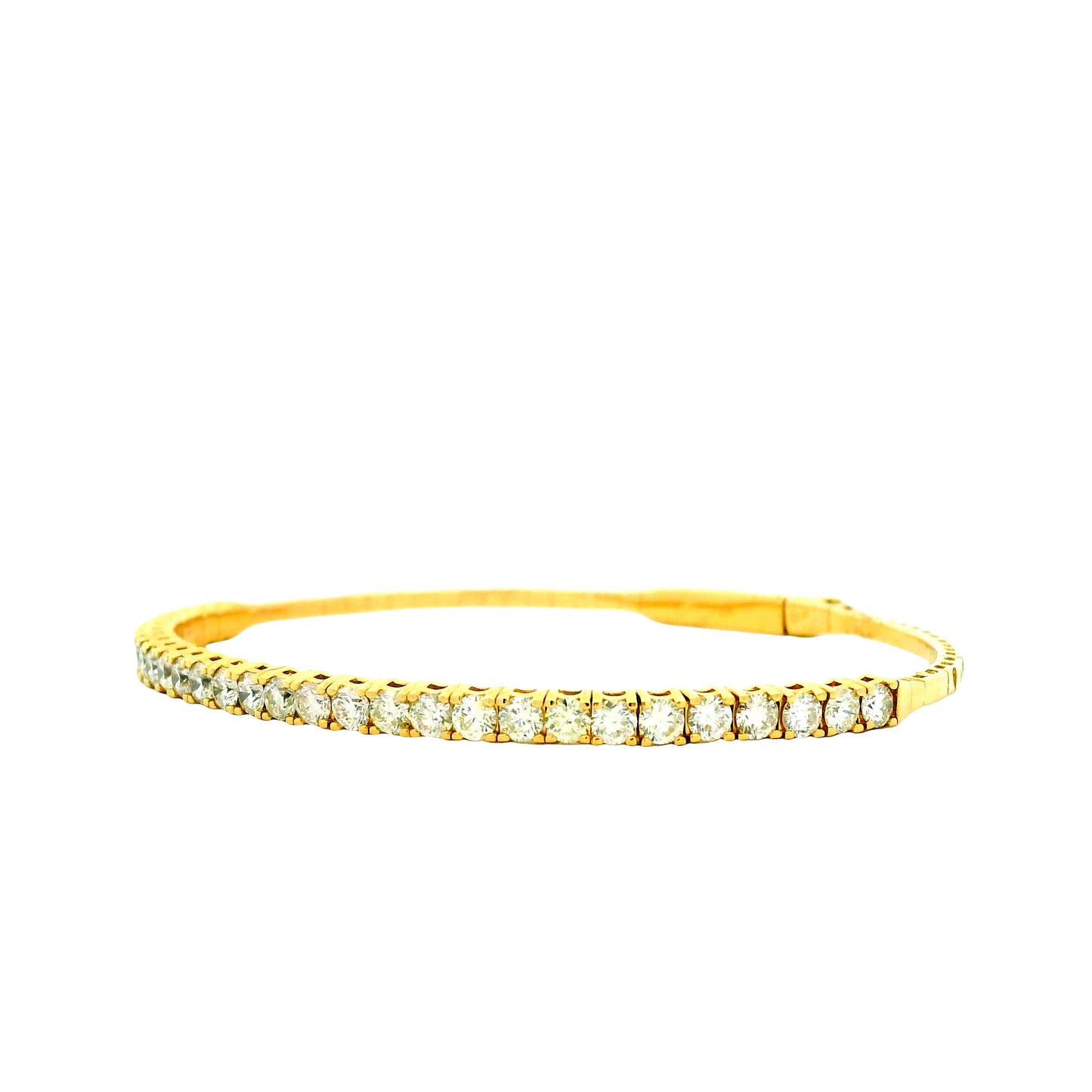14k Yellow Gold 5.80ctw Round Brilliant Diamond Halfway Bangle Bracelet — photo 10 of 13