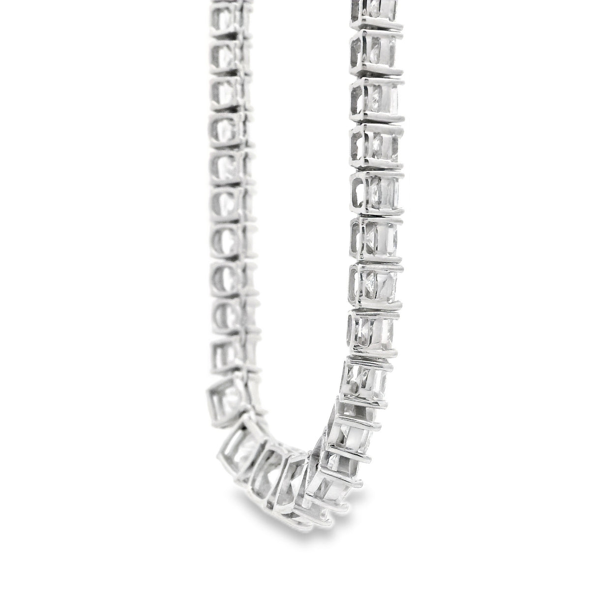 18k White Gold 19.06ctw Princess Cut Diamond Graduated Tennis Necklace 16" — photo 10 of 14