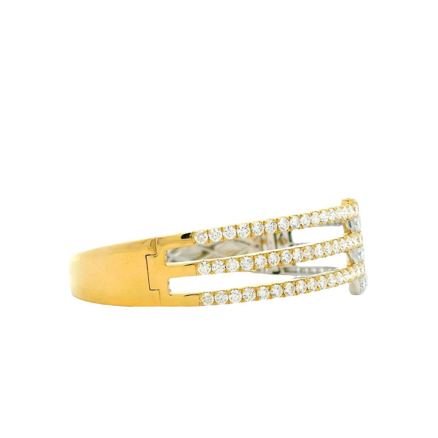 18k White and Yellow Gold 5.21ctw Round Brilliant Diamond Two-Tone Bangle Bracelet — photo 10 of 10