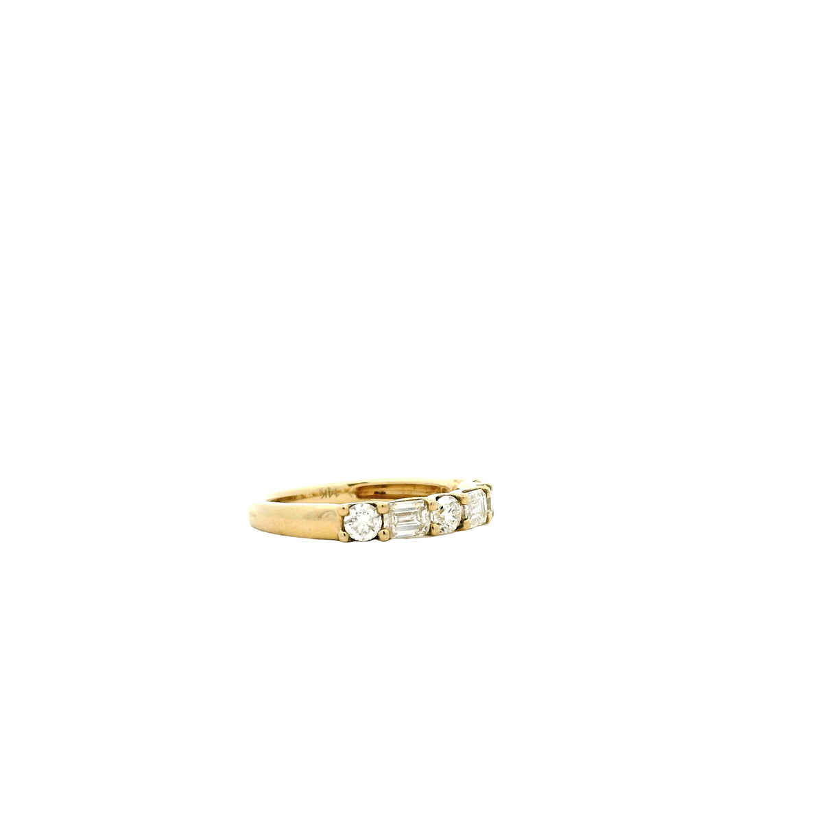 14k Yellow Gold 0.80ct Emerald Cut and 0.50ctw Round Brilliant Diamond Halfway Band Ring — photo 10 of 10