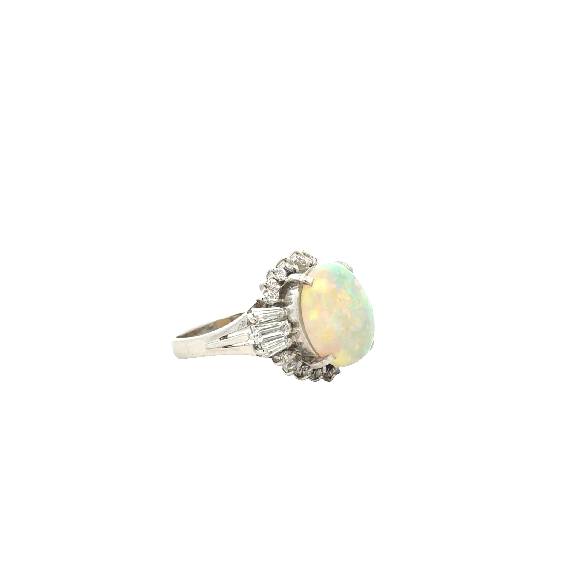 Platinum Opal and Diamond Halo Ring — photo 11 of 11