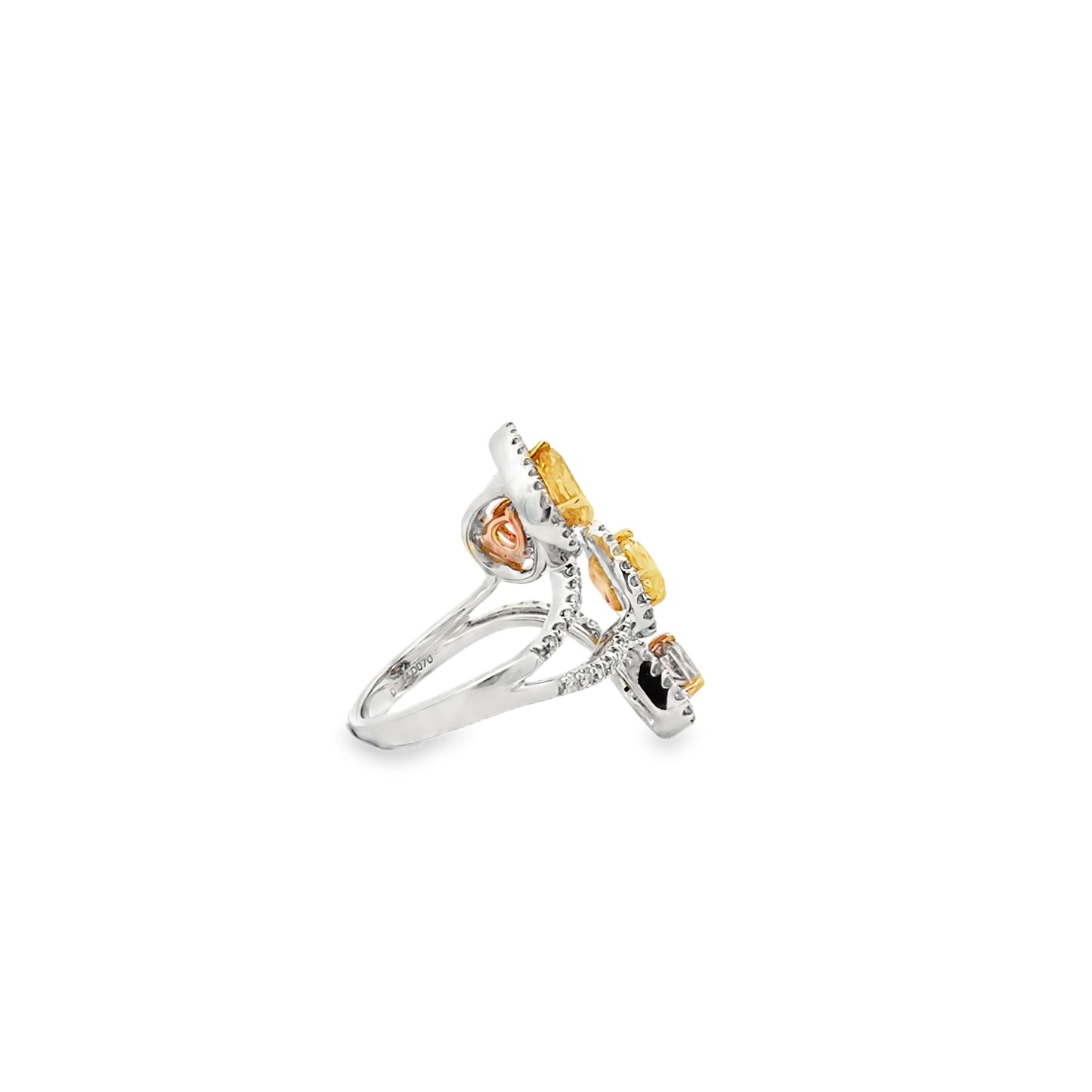 18k White Gold 2.44ct Natural Fancy Colored Diamond Floral Cluster Ring — photo 11 of 13