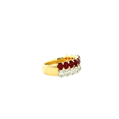 14k Yellow Gold 1.51ct Oval Diamond and 2.10ctw Ruby Two Row Cocktail Ring — photo 11 of 11