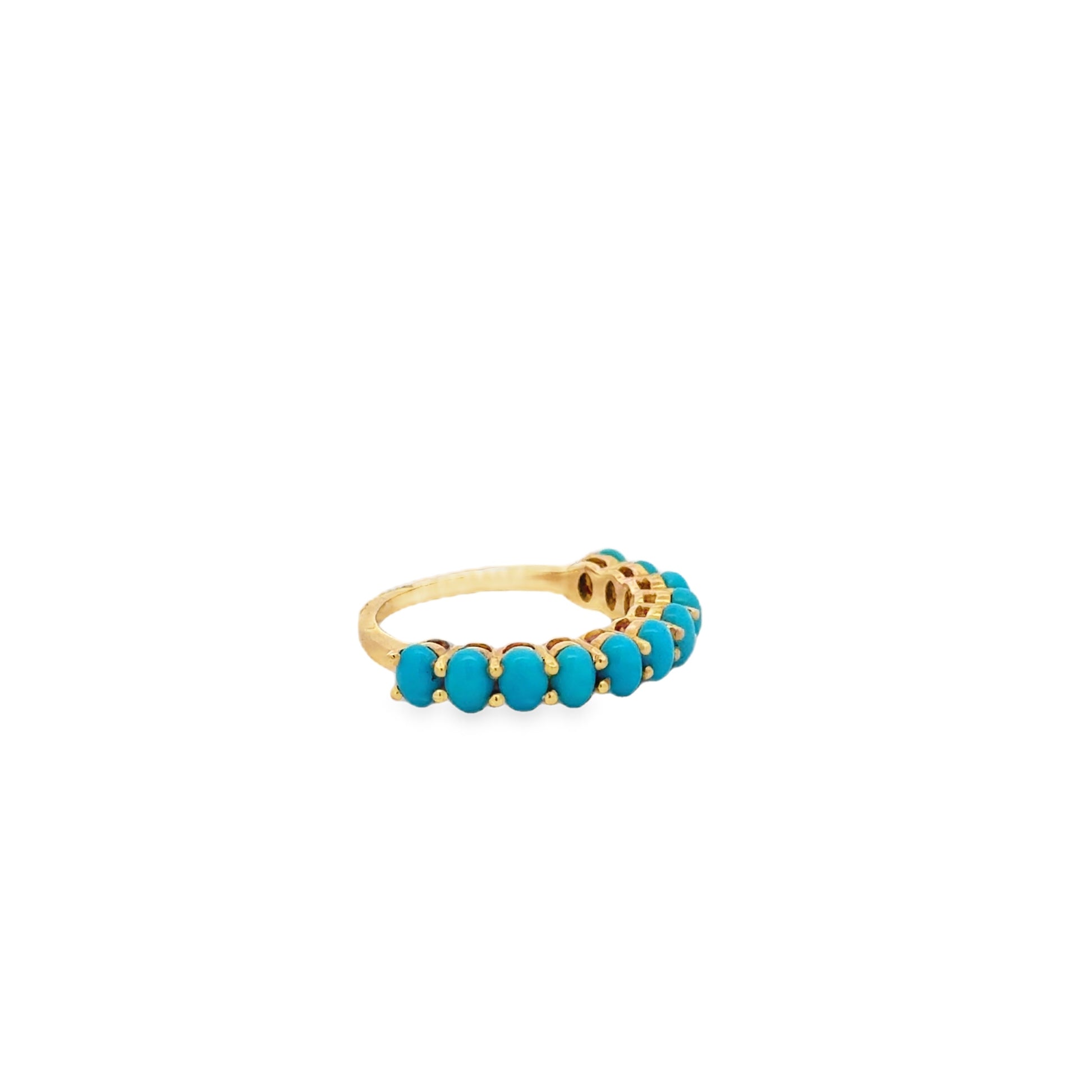 14k Yellow Gold Natural Turquoise Oval Cabochon Cocktail Ring — photo 11 of 11