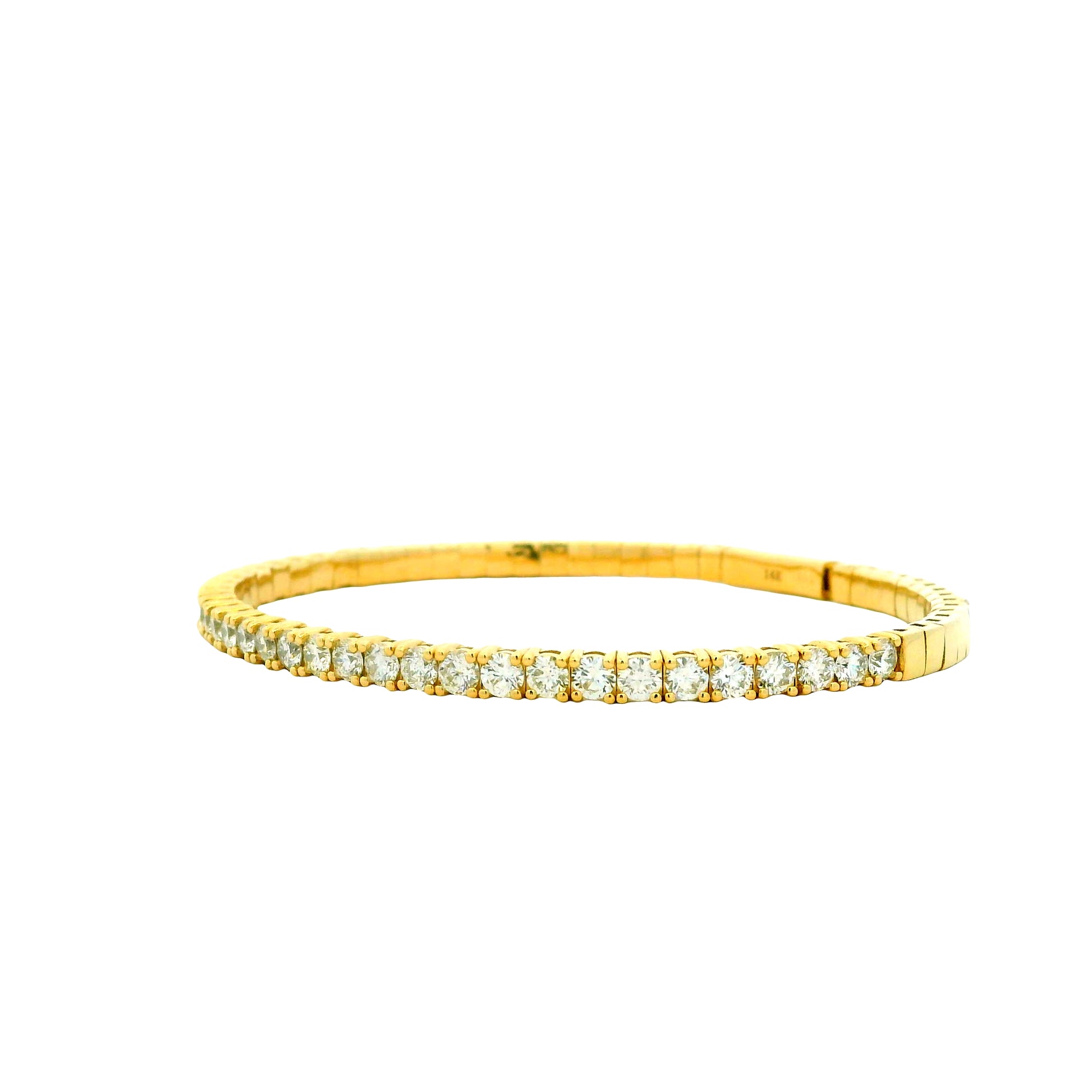 14k Yellow Gold 3.15ctw Round Brilliant Diamond Halfway Bangle Bracelet — photo 11 of 13