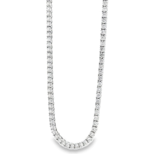 14k White Gold 4.90ctw Round Brilliant Diamond 4-Prong Tennis Necklace 16" — photo 11 of 16