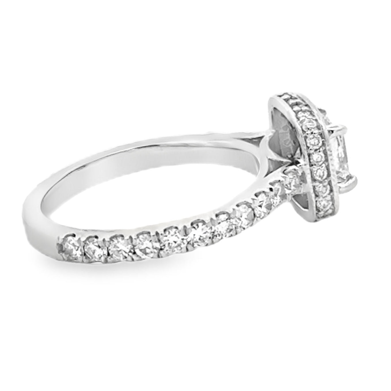 18k White Gold 0.72ct Princess Cut Diamond Halo Engagement Ring — photo 11 of 13