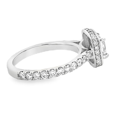18k White Gold 0.72ct Princess Cut Diamond Halo Engagement Ring — photo 11 of 13