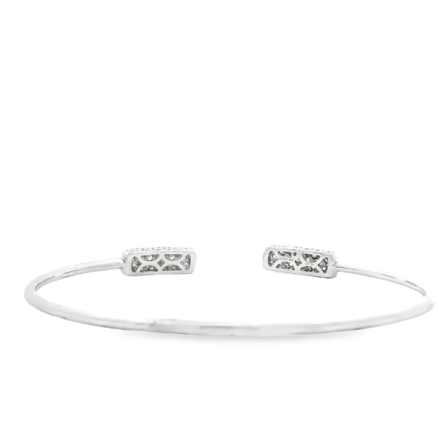 18k White Gold 1.34ctw Round Brilliant Diamond Pavé Cuff Bangle Bracelet — photo 11 of 13
