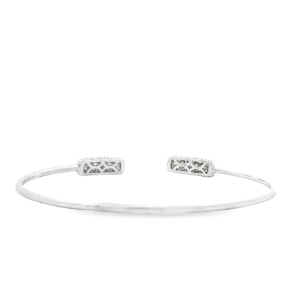 18k White Gold 1.34ctw Round Brilliant Diamond Pavé Cuff Bangle Bracelet — photo 11 of 13