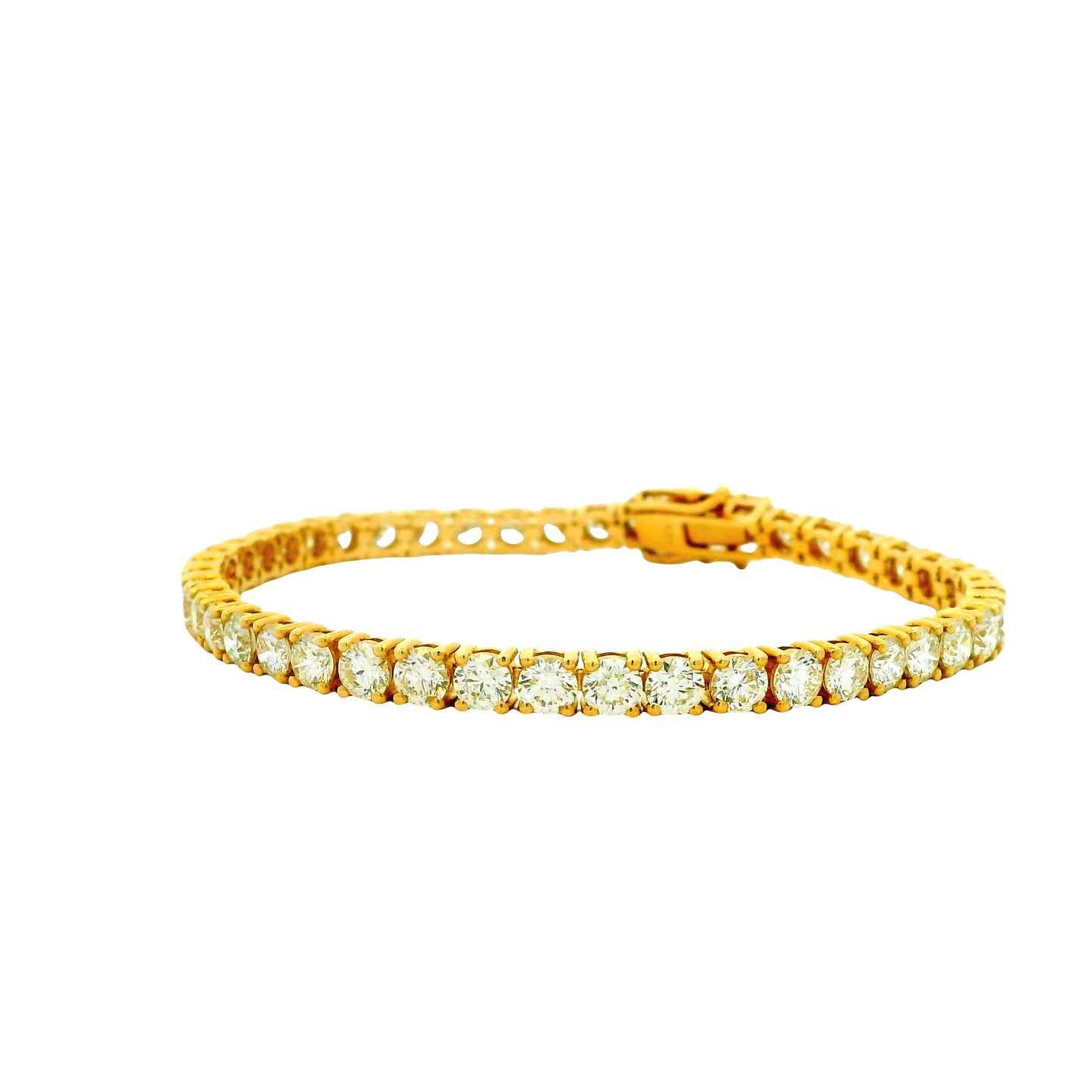 14k Yellow Gold 9.70ctw Round Brilliant Natural Diamond Tennis Bracelet — photo 11 of 12