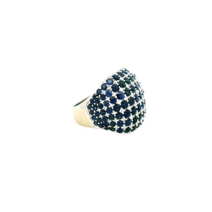 18k Two-Tone Gold 4.94ctw Sapphire and 0.72ctw Diamond Pavé Cocktail Ring — photo 11 of 12