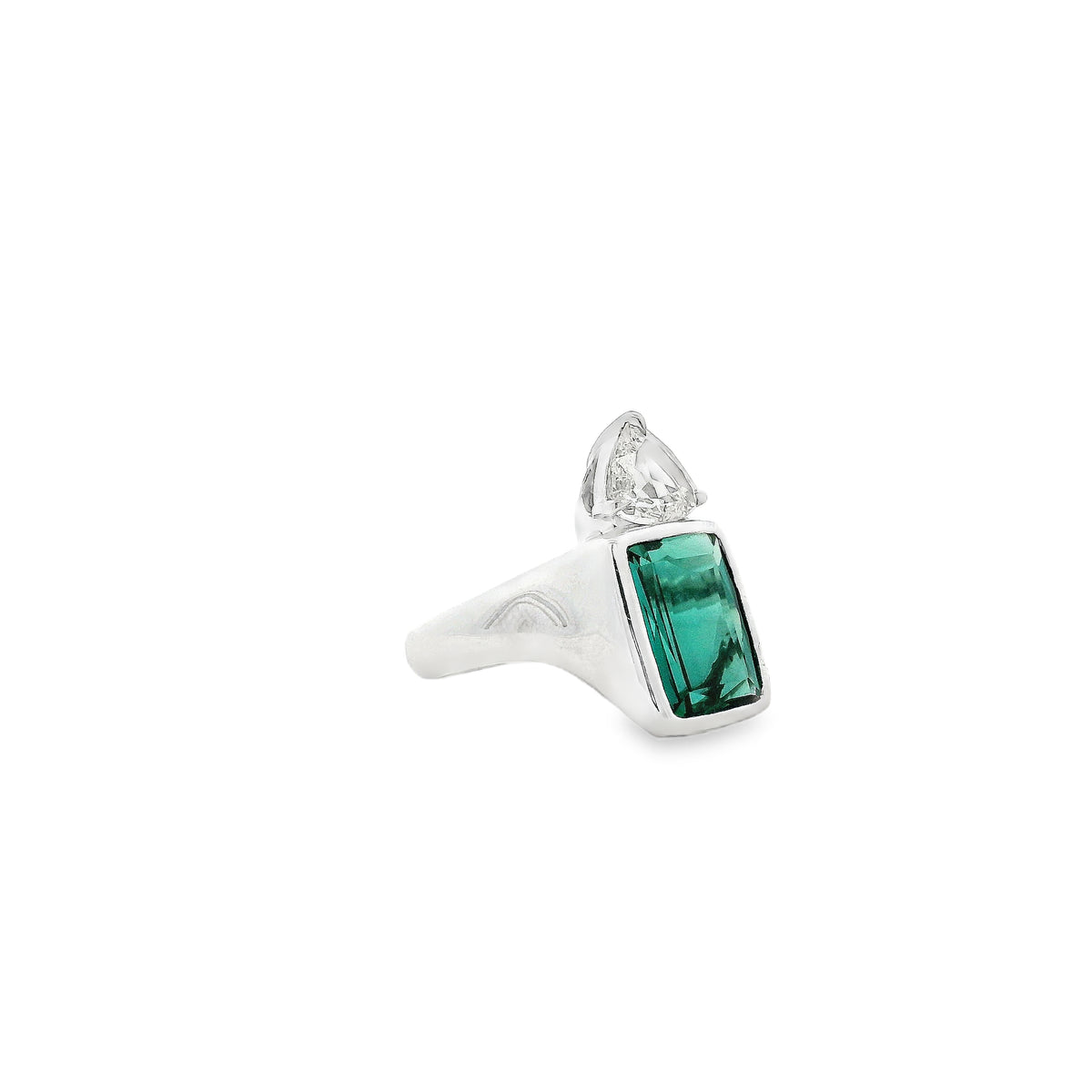 Platinum 4ct Tourmaline and 0.90ctw Trilliant Cut Diamond Ring — photo 11 of 12