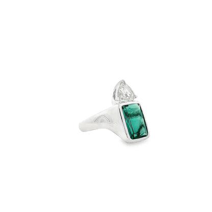 Platinum 4ct Tourmaline and 0.90ctw Trilliant Cut Diamond Ring — photo 11 of 12