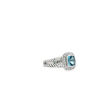 David Yurman Petite Albion Sterling Silver Blue Topaz and Diamond Ring — photo 11 of 11