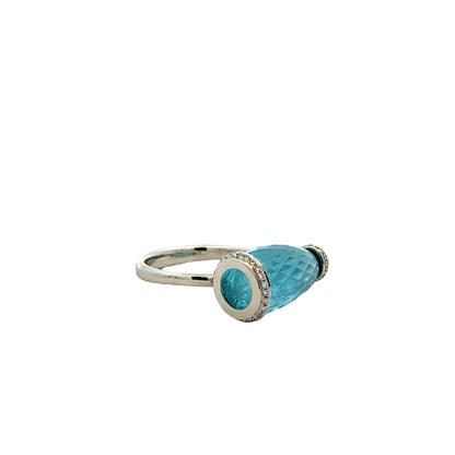 18k White Gold GIA Certified 12.66ct Aquamarine and 0.24ctw Diamond Ring — photo 11 of 11