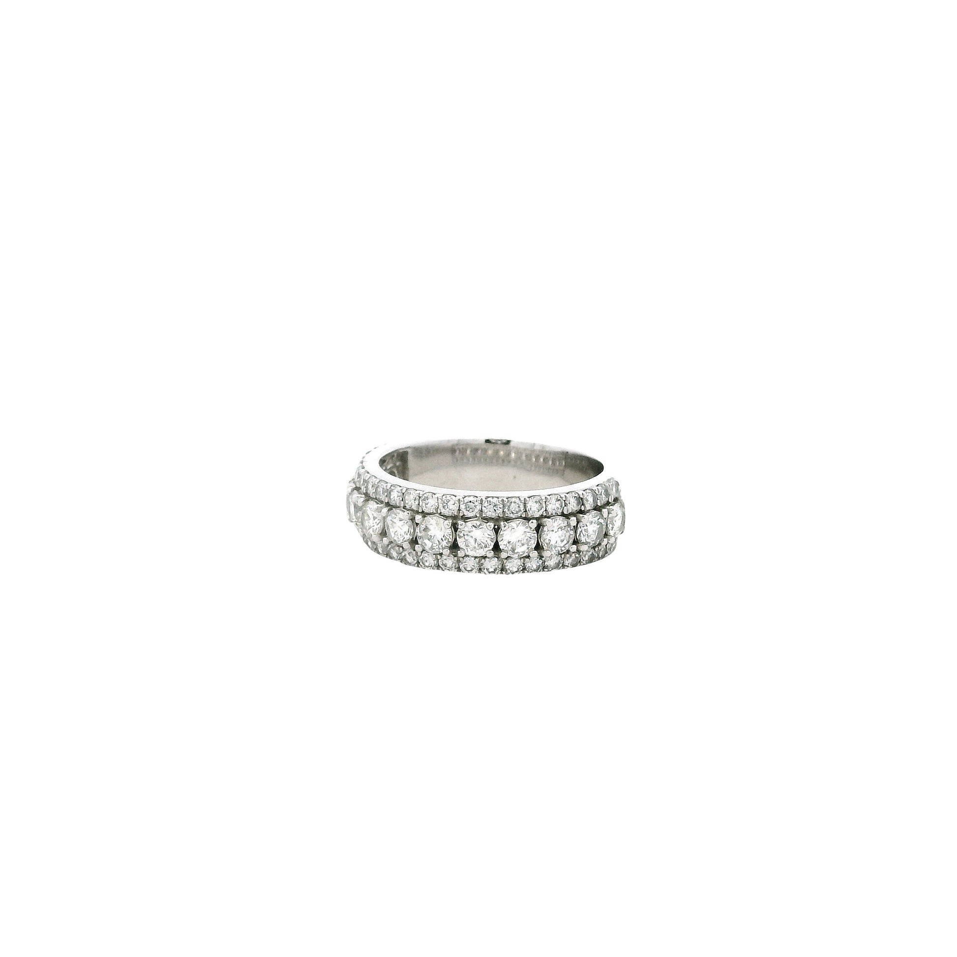 14k White Gold 1.79ctw Round Brilliant Lab Diamond Three-Row Halfway Band Ring — photo 11 of 12