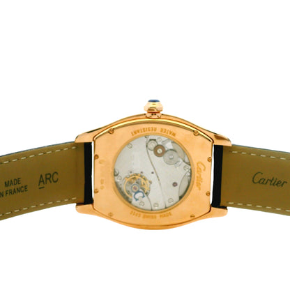 Cartier Tortue 18k Rose Gold 38mm Silver Dial Black Strap Watch — photo 11 of 11