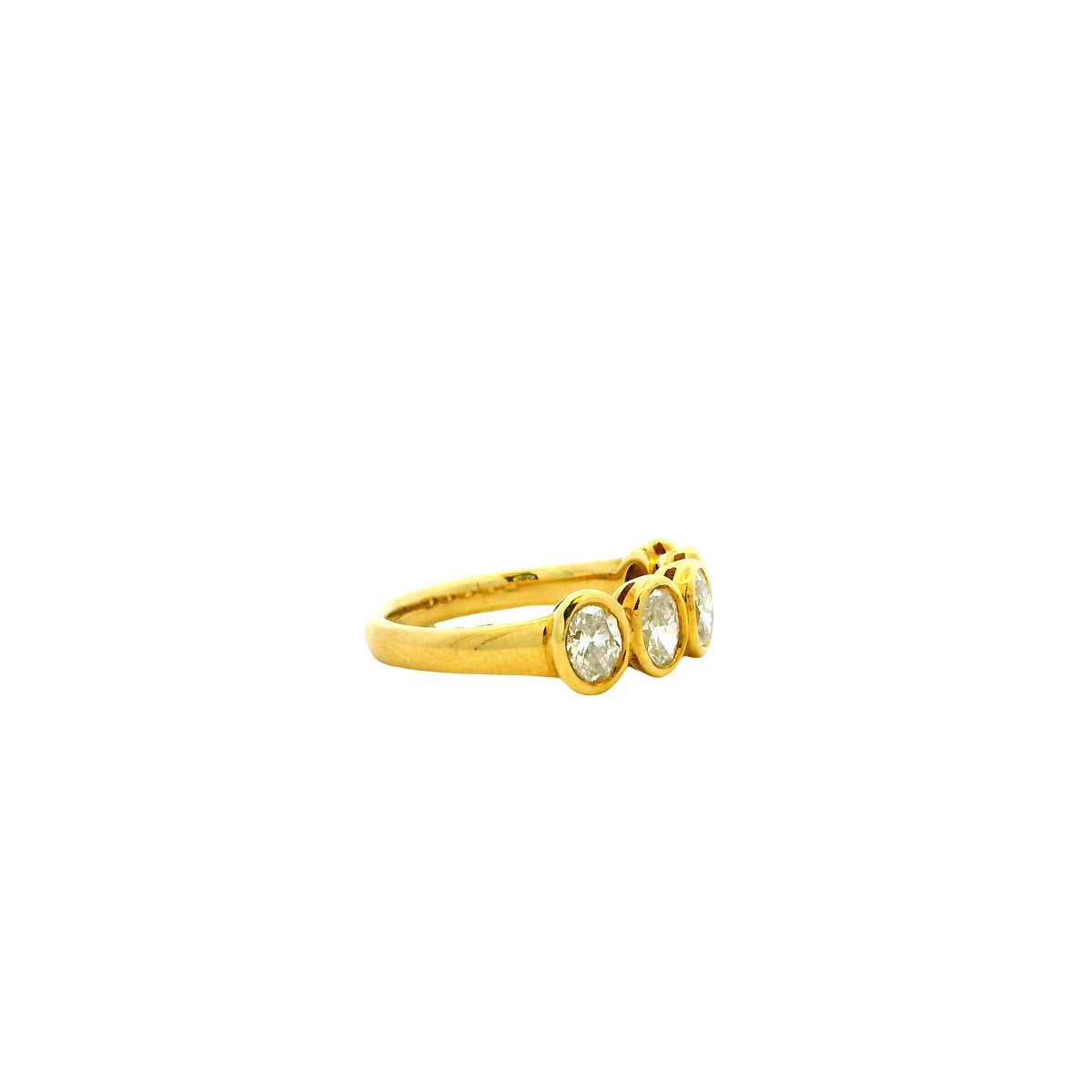 18k Yellow Gold 1.55ctw Oval Cut Natural Diamond Bezel Set Band Ring — photo 11 of 12