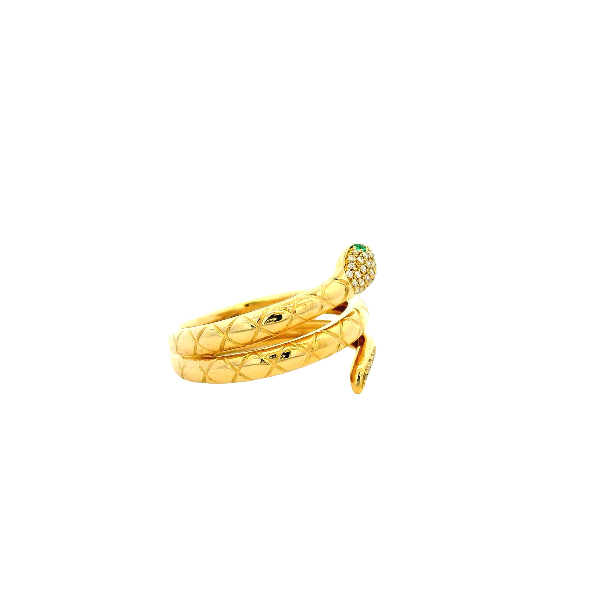 14k Yellow Gold 0.10ctw Diamond and Emerald Snake Wrap Ring — photo 11 of 13