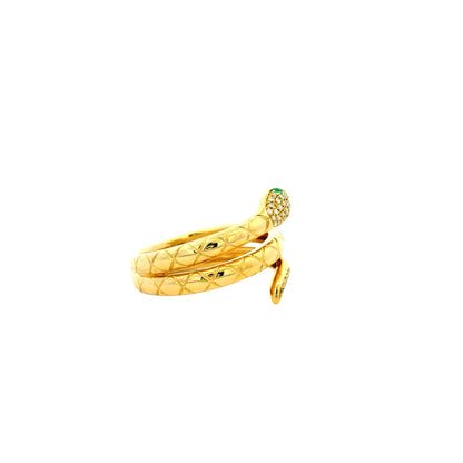 14k Yellow Gold 0.10ctw Diamond and Emerald Snake Wrap Ring — photo 11 of 13