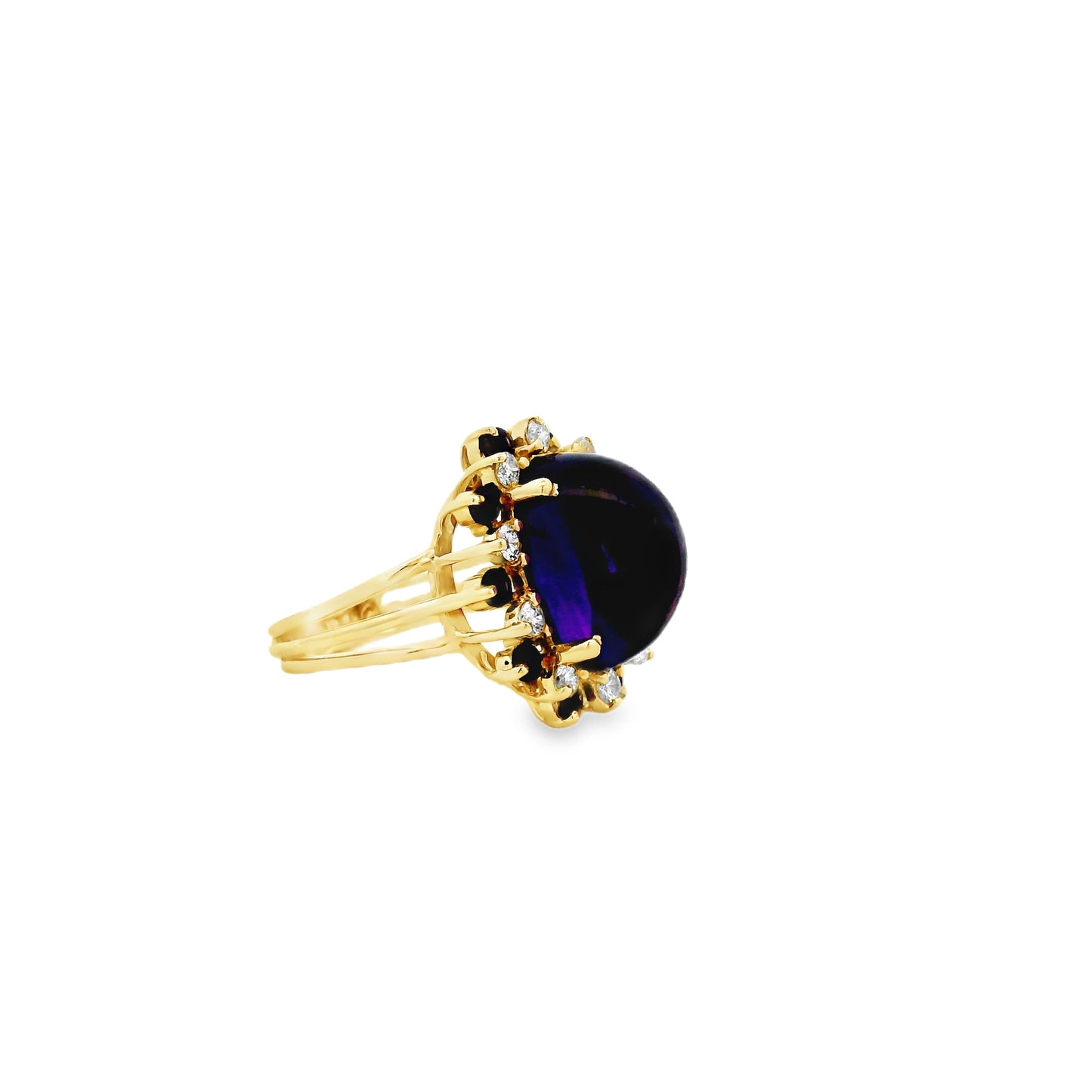 14k Yellow Gold 1.50ct Oval Amethyst Halo Cocktail Ring — photo 11 of 12
