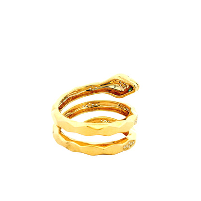14k Yellow Gold 0.15ct Round Brilliant Diamond and 0.07ct Emerald Cut Diamond Snake Wrap Ring — photo 11 of 14