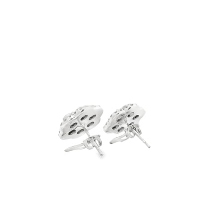 14k White Gold 3.60ctw Old Cut Natural Diamond Flower Cluster Button Earrings — photo 11 of 14