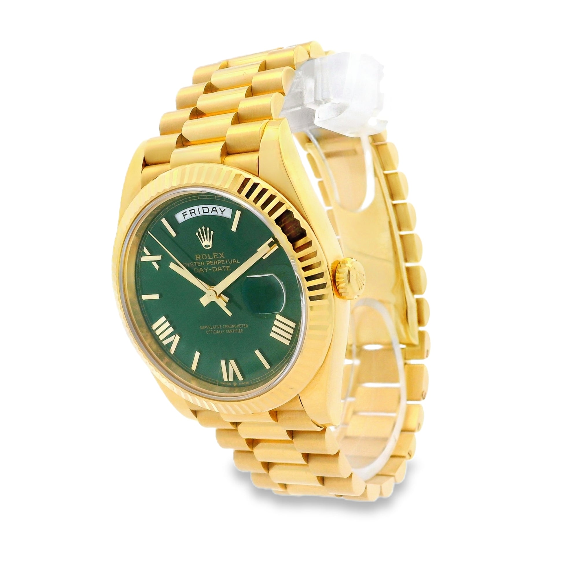 Rolex 228238 Day-Date 40 40mm Green Roman Dial 18k Yellow Gold Watch — photo 11 of 21