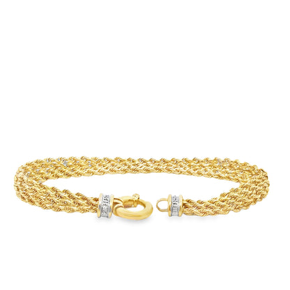 18k Yellow Gold Rope Bracelet with Diamond Studded Clasp — photo 11 of 11