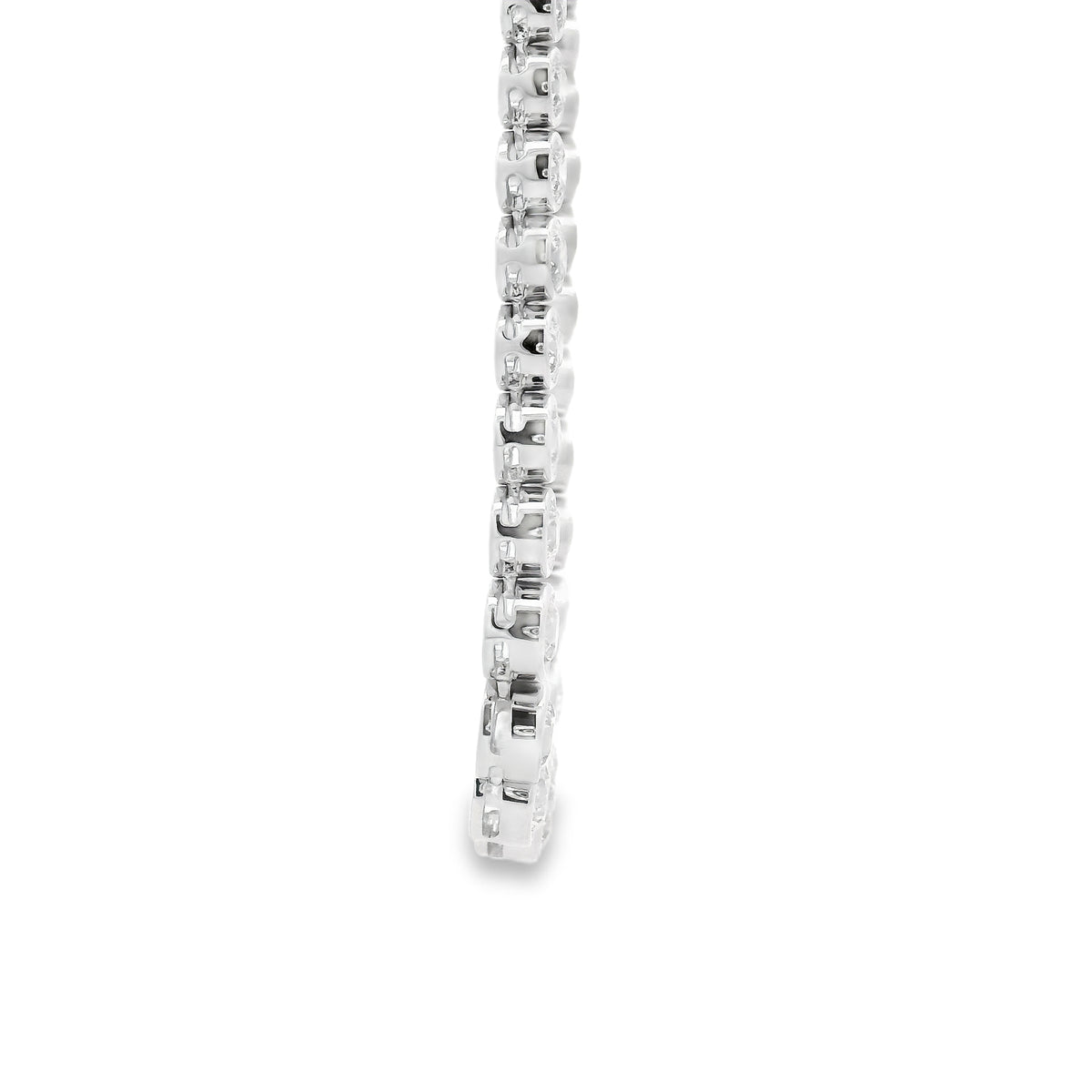 18k White Gold 6.54ctw Round Natural Diamond Half-Way Bezel Set Tennis Necklace 17" — photo 11 of 14