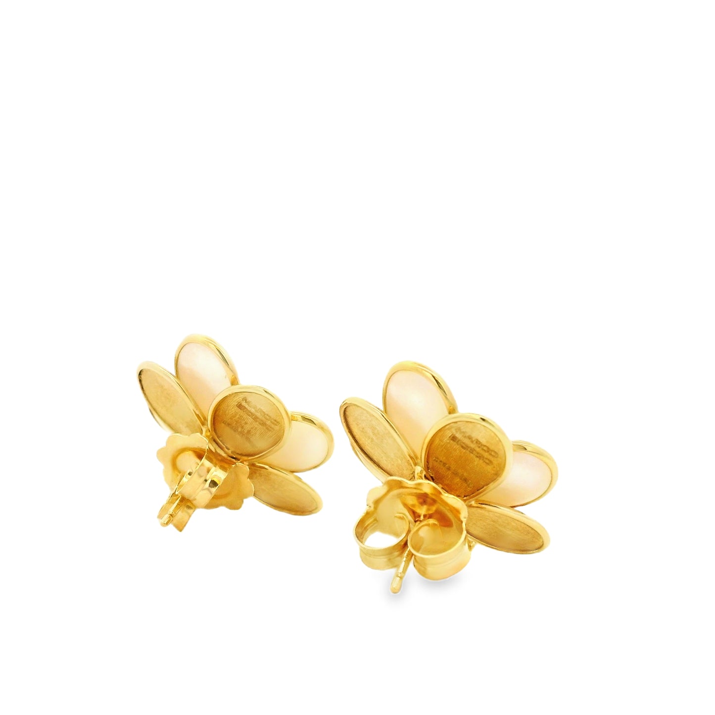 Marco Bicego 18k Yellow Gold 0.60ctw Diamond and Mother of Pearl Petali Flower Stud Earrings — photo 11 of 13