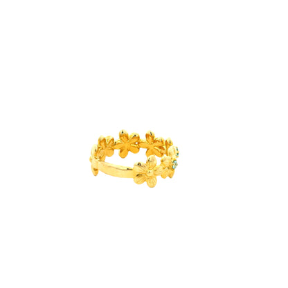 Gabriel and Co. 14k Yellow Gold 0.19ctw Swiss Blue Topaz Floral Stackable Ring — photo 11 of 12