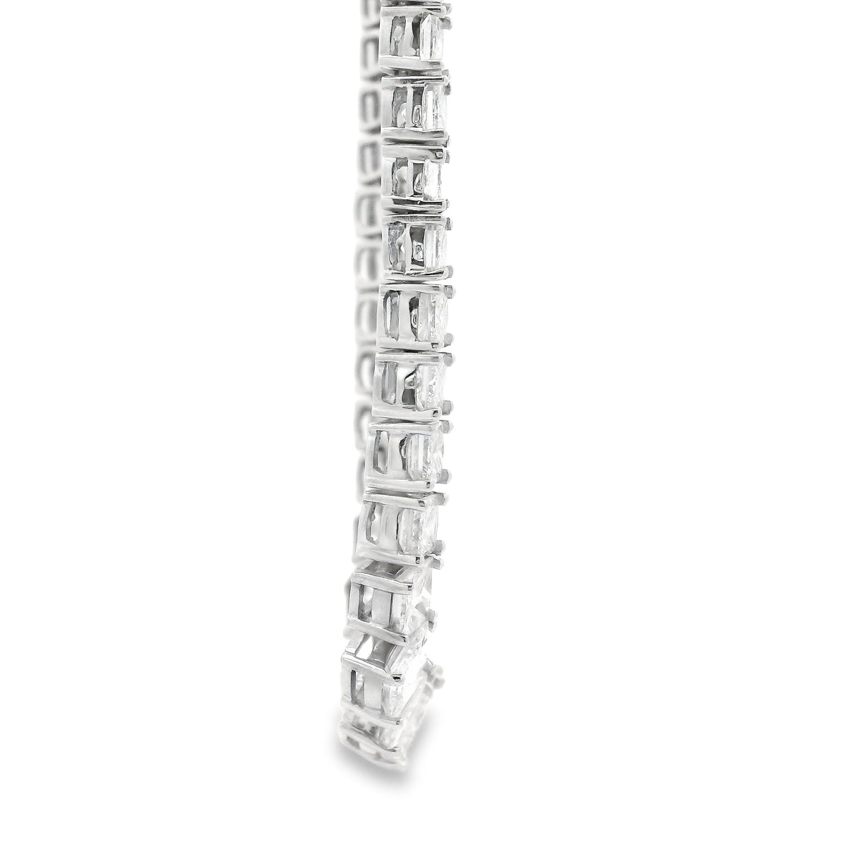 18k White Gold 19.06ctw Princess Cut Diamond Graduated Tennis Necklace 16" — photo 11 of 14