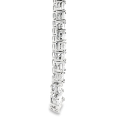 18k White Gold 19.06ctw Princess Cut Diamond Graduated Tennis Necklace 16" — photo 11 of 14