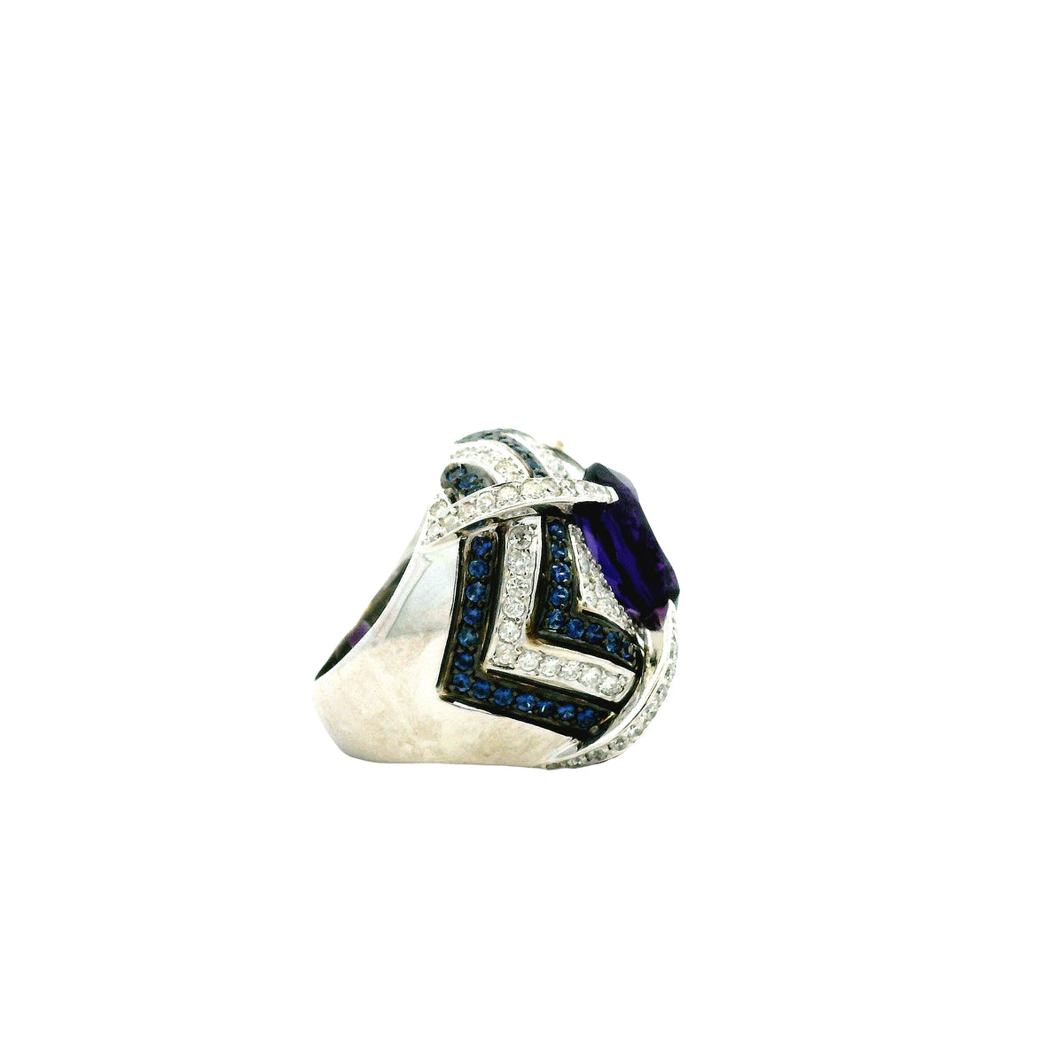 18k White Gold Amethyst and 3.00ctw Diamond Pavé Cocktail Ring — photo 11 of 12