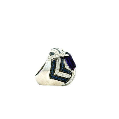 18k White Gold Amethyst and 3.00ctw Diamond Pavé Cocktail Ring — photo 11 of 12