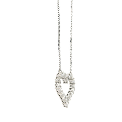 14k White Gold 2.00ctw Round Brilliant Diamond Pavé Heart Pendant Necklace — photo 11 of 12