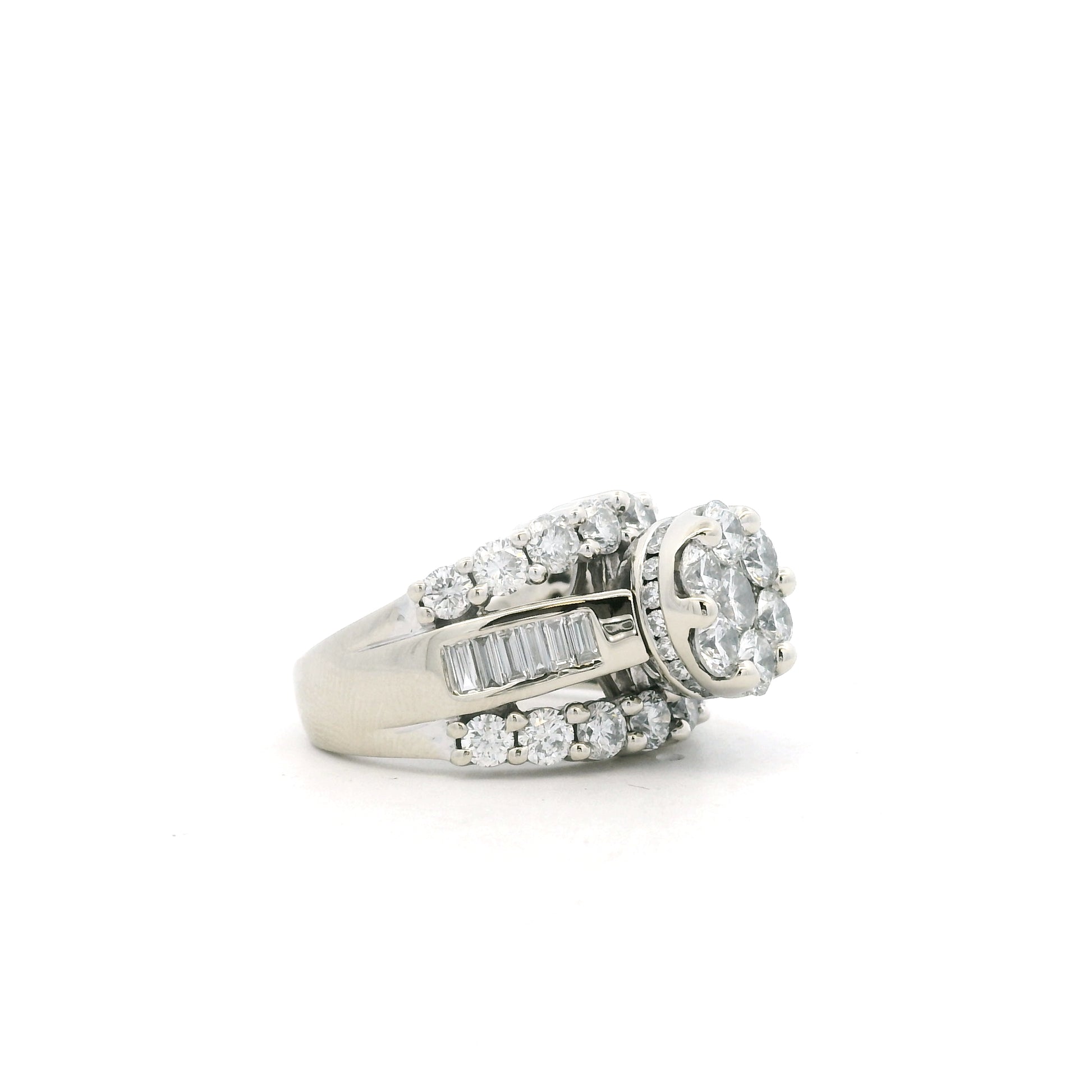 14k White Gold 2.0ctw Round and Baguette Diamond Engagement Ring Set — photo 11 of 13