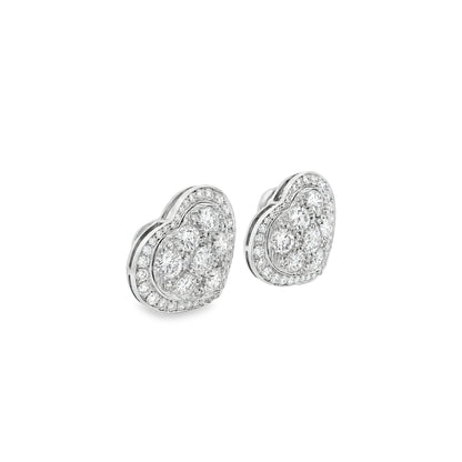 Platinum 8.00ctw Round Brilliant Diamond Heart Shape Cluster Earrings — photo 11 of 11
