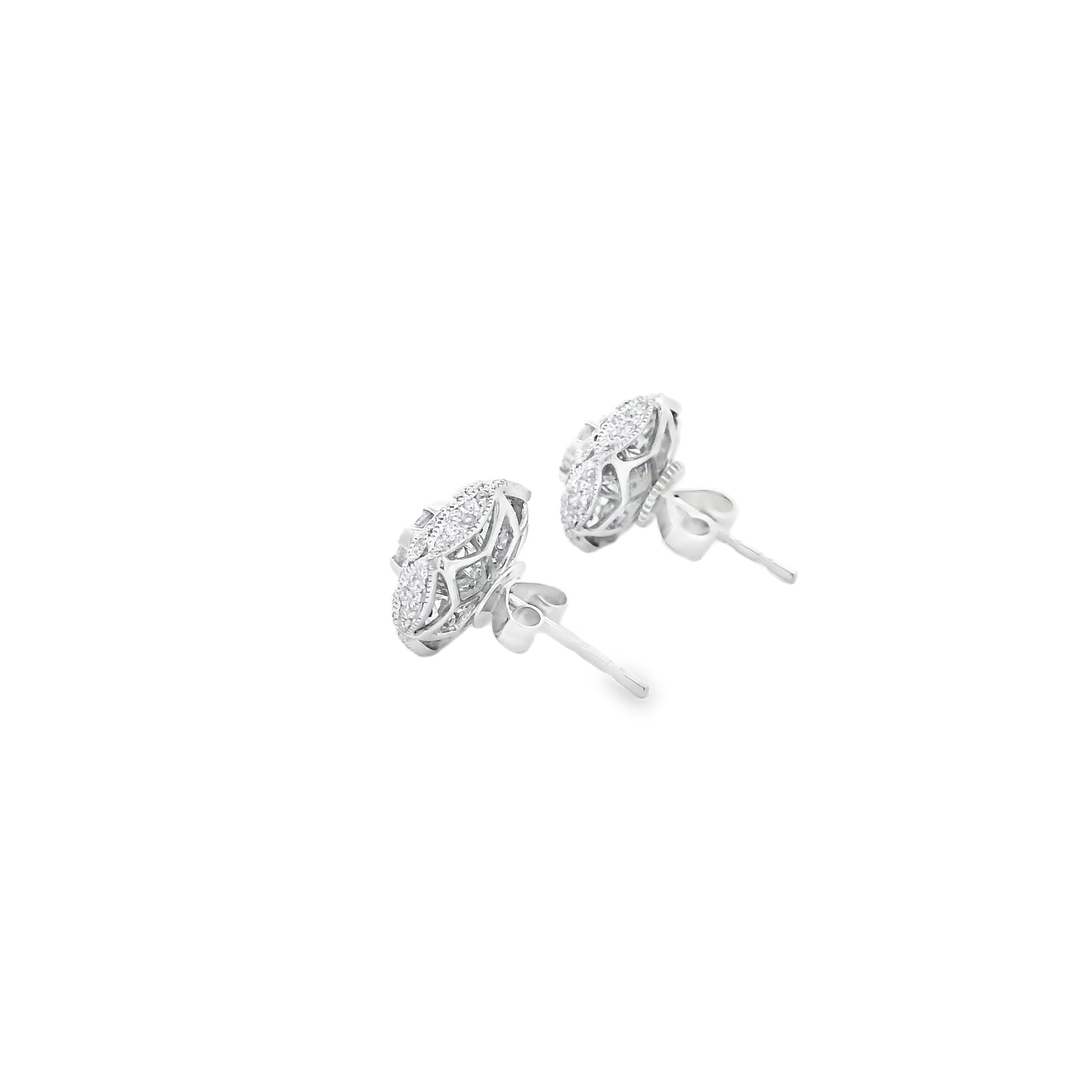 Effy 14k White Gold 0.50ctw Round Brilliant Diamond Pavé Button Stud Earrings — photo 11 of 11