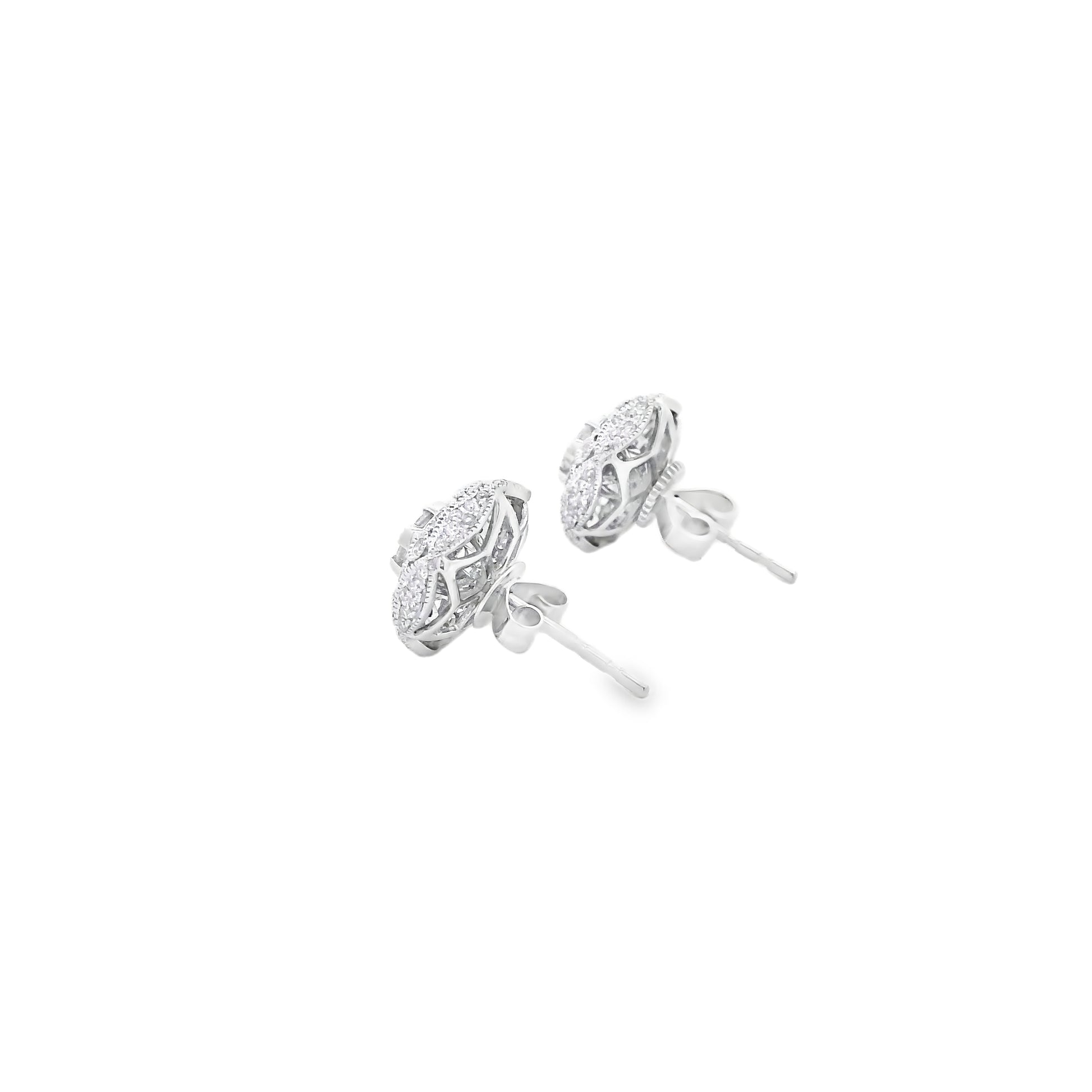 Effy 14k White Gold 0.50ctw Round Brilliant Diamond Pavé Button Stud Earrings — photo 11 of 11