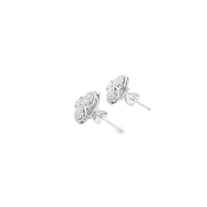 Effy 14k White Gold 0.50ctw Round Brilliant Diamond Pavé Button Stud Earrings — photo 11 of 11