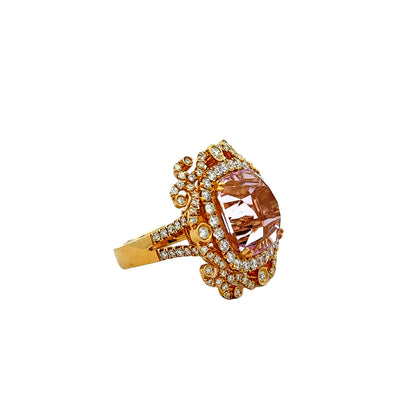 18k Yellow Gold GIA Certified 17.51ct Kunzite and 1.97ctw Diamond Halo Ring — photo 12 of 12