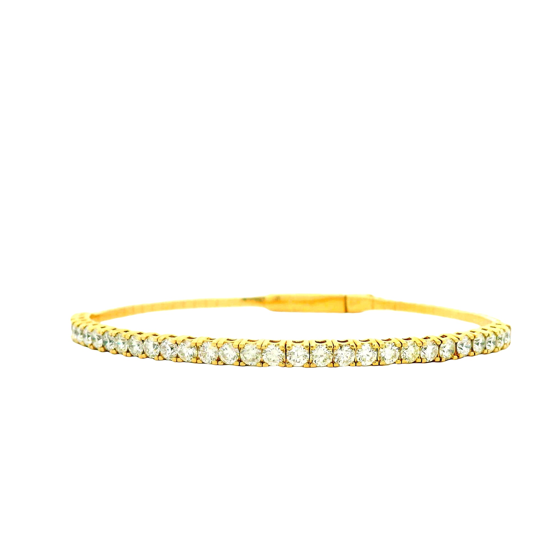 14k Yellow Gold 5.80ctw Round Brilliant Diamond Halfway Bangle Bracelet — photo 12 of 13