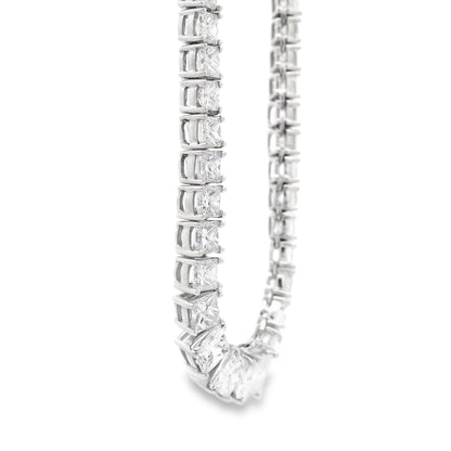18k White Gold 19.06ctw Princess Cut Diamond Graduated Tennis Necklace 16" — photo 12 of 14