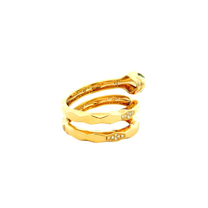 14k Yellow Gold 0.15ct Round Brilliant Diamond and 0.07ct Emerald Cut Diamond Snake Wrap Ring — photo 12 of 14