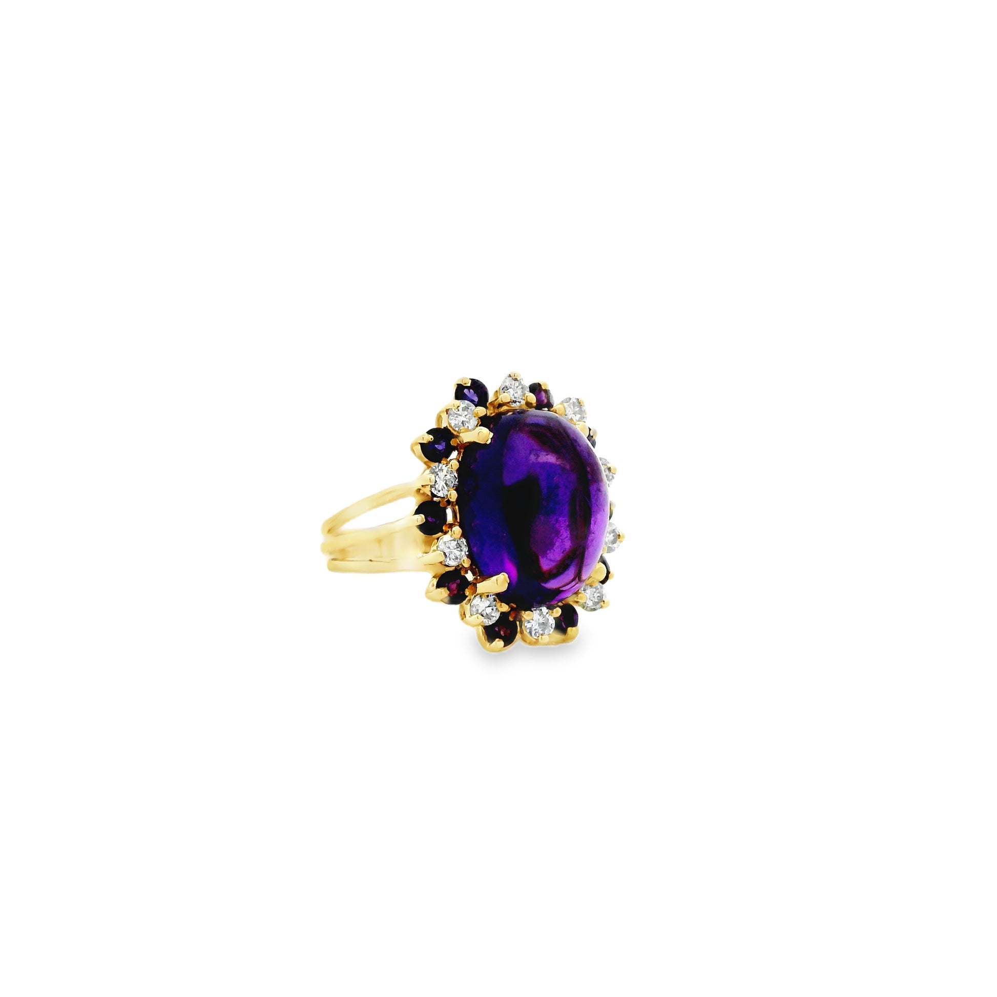 14k Yellow Gold 1.50ct Oval Amethyst Halo Cocktail Ring — photo 12 of 12