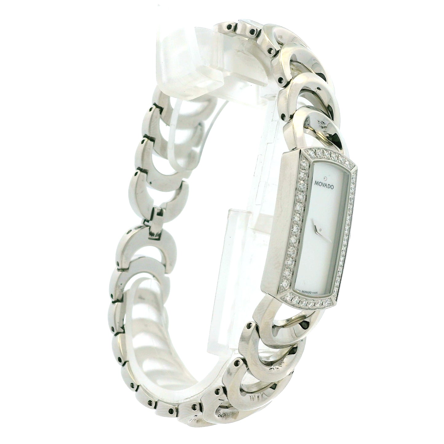 Movado Rondiro 0606007 Mother of Pearl Diamond Bezel Rectangle Stainless Steel Watch — photo 12 of 12